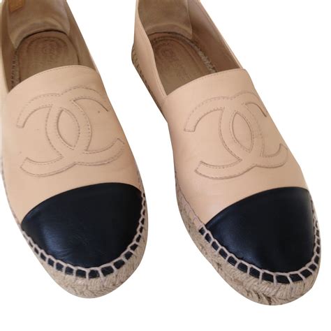 leather chanel espadrilles